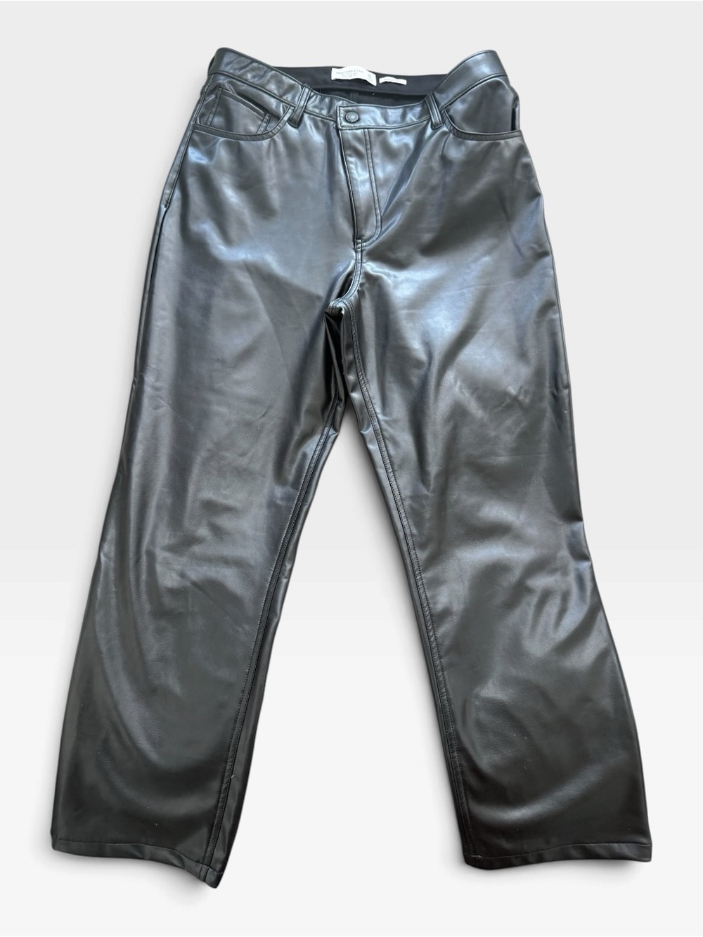 Abercrombie & Fitch Vegan Leather 90s Straight Pants Size 14 Black